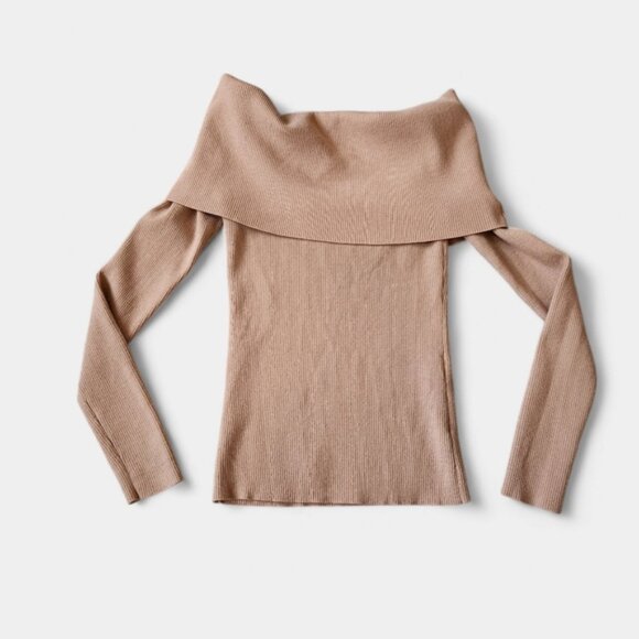 Aritzia Wilfred Croquid Off The Shoulder Merino Wool Blend Sweater Sz XS-M - Picture 3 of 12